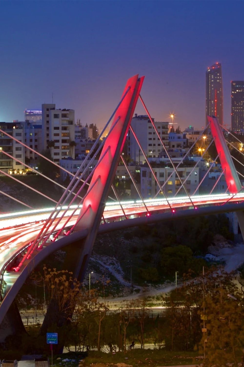 The Abdoun Bridge at night